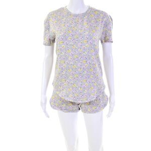 Emerson Road Womens Daisy Print Pullover Sleepwear Top + SHorts Set Gray Size XS